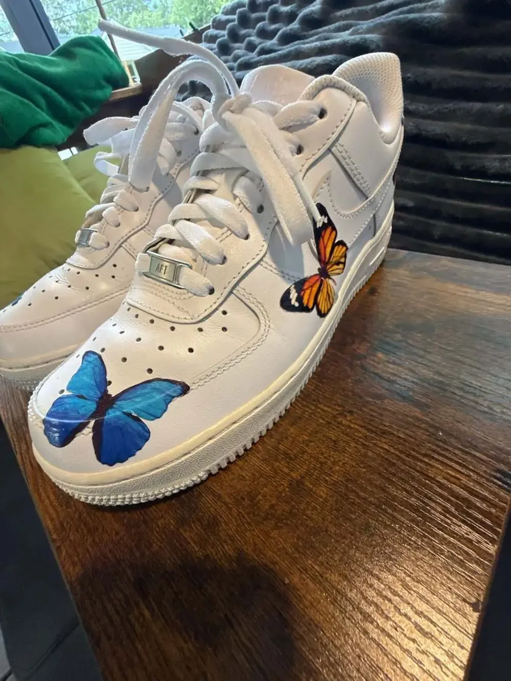 Nike Air Force 1 Low Custom Hand Painted Butterfly White Sneakers